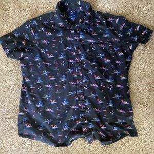 Mens Apt. 9 Slim Fit Vapor wave Premier Fit Button Up Short Sleeve Dress Shirt.